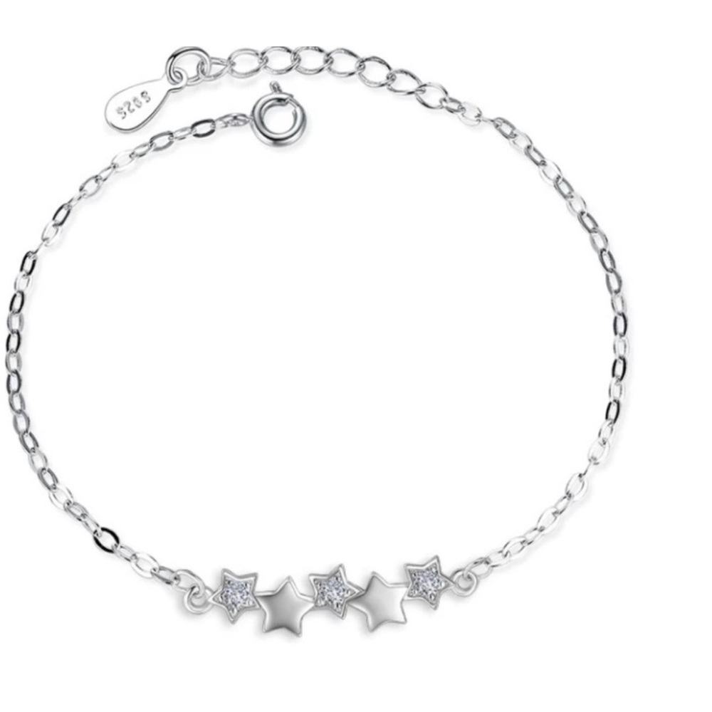 🐘 925 Sterling Silver Diamond Star Bracelet